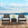 3pcs Garden Patio Furniture Outdoor Rattan Effect Set Coffee Table + 2 Chairs