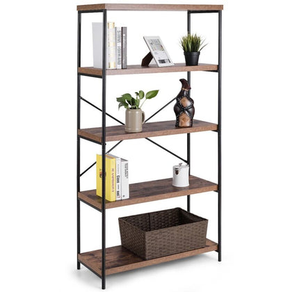 4 Tier Bookshelf Industrial Storage Rack Home Office Display Rack Freestanding