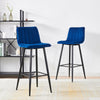 2x Dining Room Kitchen Bar Chairs High Stools Velvet Grey Blue Breakfast 67cm