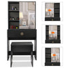 Dressing Table with Drawers, Mirror Stool Set Makeup Desk Vanity Table Bedroom
