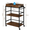 3-Tier Rolling Trolley Cart Utility Organiser Shelves with Lockable Wheels &Tray