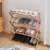 4 Tiers Bamboo Shoe Rack Folding Durable Shoe Shelf Organizer Free Standing