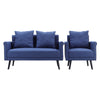 Modern 2 Seater Fabric Sofa Loveseat Couch Settee Armchair Tub Chair Grey Blue