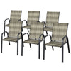 Set of 6 PE Wicker Stackable Chairs Garden Patio Armchairs Bistro Chair Seats