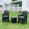 Black Garden Rattan Furniture Set With Storage Table 2 Armchairs Cushion Set NEW