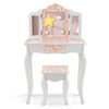 2 in 1 Kids Vanity Table and Chair Set Makeup Dressing Table W/ Mirror & Drawer