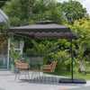 Garden Parasol Banana Cantilever Umbrella Crank Sun Shade Patio Outdoor W/ Base