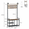 Functional Coat Rack Stand with Shoe Rack Storage Shelf & 9 Hooks Entryway Bench