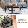 Set of 2 Modern Coffee Nesting Table Set Industrial Side Table Square End Table