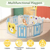 12+2 Panels Baby Playpen Foldable Kids Safety Activity Center & Basketball Hoop
