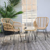 Three-Piece Rattan Garden Furniture 2 Seat Bistro Table Chair Outdoor Patio Set