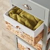 Grey Bedside Wooden Storage Units Drawer Chest Water Hyacinth Basket Organiser