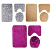 3Pc Non-Slip Bathroom Carpet Set Pedestal Rug+Lid Seat Toilet Cover+Bath Mat Pad