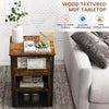 Industrial Nightstand 3-tier End Table Wooden Sofa Side Table for Living Room