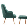 Velvet Upholstered Armchair with Footstool Cushion Retro Wing Back Sofa Chair