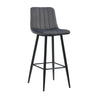 Set of 2 Velvet Kitchen Bar Stools Modern Grey Padded Seat Metal Legs Breakfast