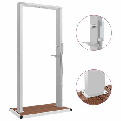 Outdoor Shower with Tray WPC Stainless Steel W3I3