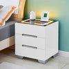 2/3 Drawers LED Bedside Tables Cabinets Wireless Charging Bedroom Furniture