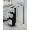 Pair of Bedside Chest Side Table 3 Drawers Cabinet Mirrored Glass Nightstand