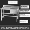 Commercial Freestanding Hand Wash Sink Stainless Steel Kitchen Basin Catering