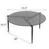 Coffee Table Centre Accent Table Glass 80/50cm Round Tempered Glass Metal Frame