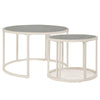 Modern Round Nesting Coffee Tables Set of 2 Glass Top Side End Tables NS