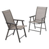 2/4/6 Seater Outdoor Garden Patio Brown Furniture Set Glass Table+Folding Chairs