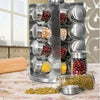 Revolving Rotating Steel 12/16 Jar Spice Rack Storage Glass Jars & Chrome Lids