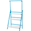 Garden 3-Tier Wood Flower Plant Pot Shelf Ladder Rack Display Folding Stand Blue