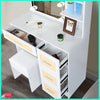 Modern Vanity Makeup Dressing Table w/Drawers LED Hollywood Mirror Stool Shelves