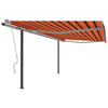 Manual Retractable Awning with Posts 4.5x3 m Orange and Brown W7N8