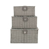 SET OF 3 Storage Baskets Resin Wicker Woven Hamper Tidy Box With Lid & Lock GIFT