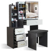 Dressing Table with Drawers, Mirror Stool Set Makeup Desk Vanity Table Bedroom