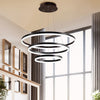 Dimmable LED Ceiling Light 3 Rings Adjustable Pendant Down Lamp Home Chandelier