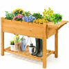 8 Grids Wooden Raised Garden Bed Elevated Planter Kit W/ Folding Lateral Shelf