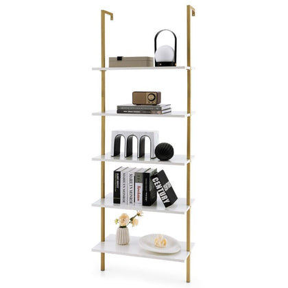 5 Tiers Ladder Shelf Wall Mounted Display Shelf Stand Home Storage Shelving Unit
