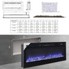 Electric Fire Wall Mounted/Recessed Fireplace Remote&Touch Screen+Crystal&Logs