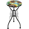 Iron/Glass Round Side Coffee Table Mosaic Design Garden Patio Flower Plant Stand