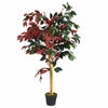 120CM Artificial Ficus Tree Realistic Fake Decorative Plant with Plastic Pot