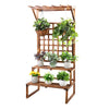 2-Tier Plant Stand Flower Pot Holder Display Rack w Trellis Fence Indoor Outdoor