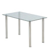 Modern Clear Tempered Glass Dining Table Metal Chrome Legs Dining Room Kitchen