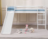Kids Bunk Beds Mid Sleeper Pine Wooden 3FT Single Cabin Bed Frame Slide & Ladder