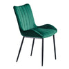 2 Pcs Green Velvet Dining Chairs High Back Kitchen Chairs Padded Seat Metal Legs