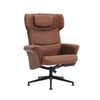 Tan Leather Swivel Chair Recliner Sofa Wingback Armchair Leisure Sofa with Stool