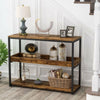 3Tier Industrial Console Side Table with Iron Tube Frame for Hallway Living Room