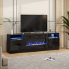 Modern 178cm TV Stand Unit Cabinet w/ Electric Fireplace & 12 Colour LED Light