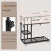 Mobile C-Shaped Side Table Height Adjusting Tilting Coffee Table W/Storage Shelf