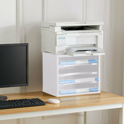 Wooden Monitor Stand Riser Desktop Fax Printer Holder Organizer 4 Tier Storage