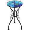 Iron/Glass Round Side Coffee Table Mosaic Design Garden Patio Flower Plant Stand