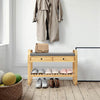 2 IN 1 Bamboo Shoe Rack Stool Seater Entryway Cushioned Bench Storage Organiser